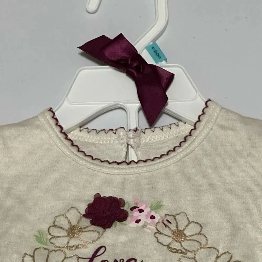 Baby Starter Cream and Maroon 2 piece skirt set | Size 6 Month